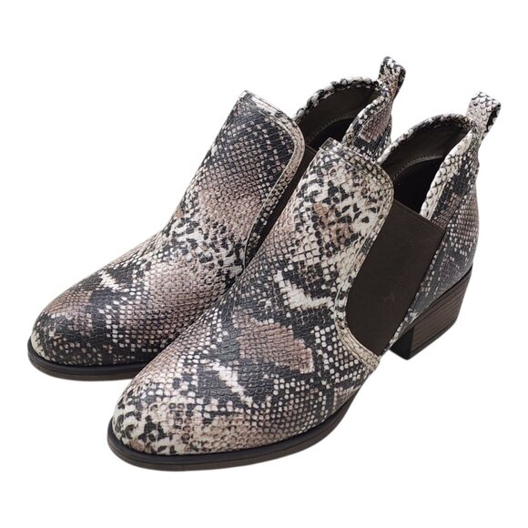 Pierre Dumas Womens Snake Print Ankle Boots Size 9 Pull On with Stretch - Picture 1 of 11